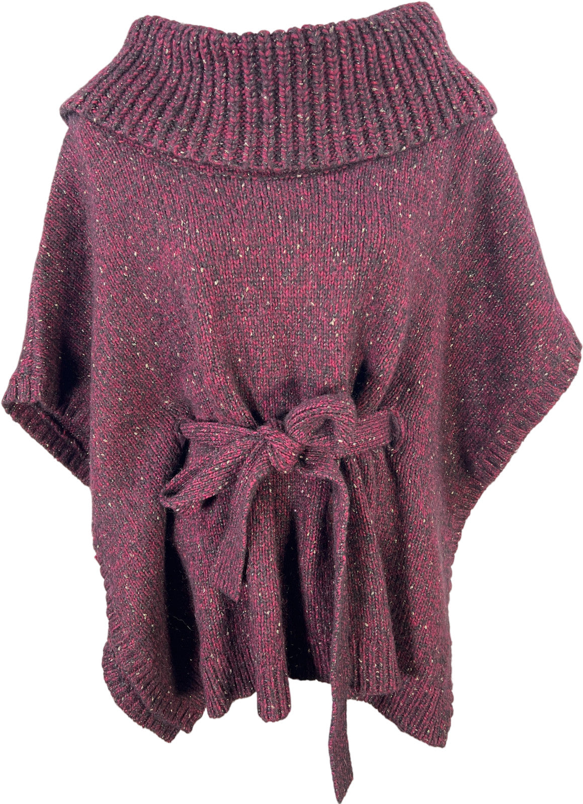 White House Black Market Women’s Burgundy Cowl Neck Poncho Sweater - M