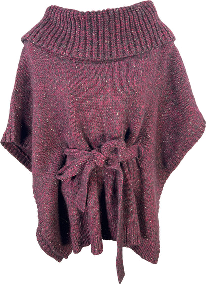 White House Black Market Women’s Burgundy Cowl Neck Poncho Sweater - M