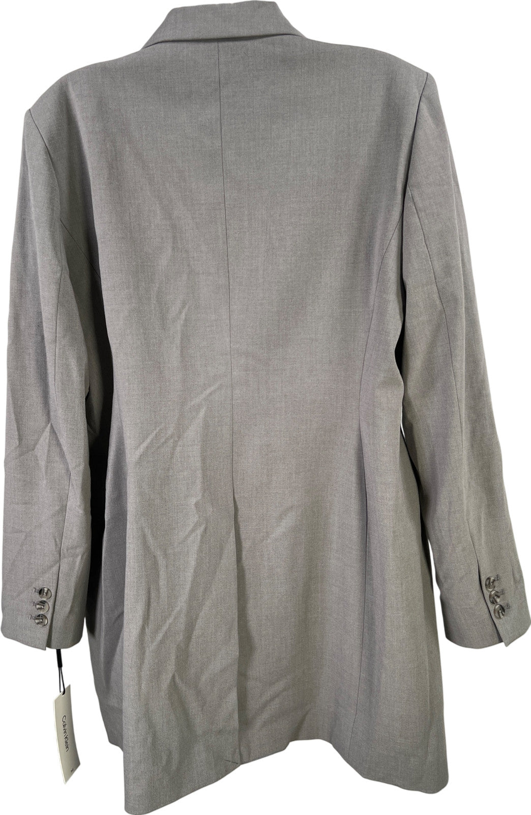 Calvin Klein Women’s Gray Long Sleeve One Button Long Blazer Jacket - 16