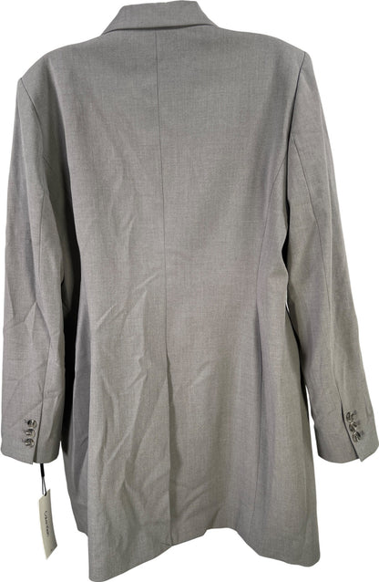 Calvin Klein Women’s Gray Long Sleeve One Button Long Blazer Jacket - 16