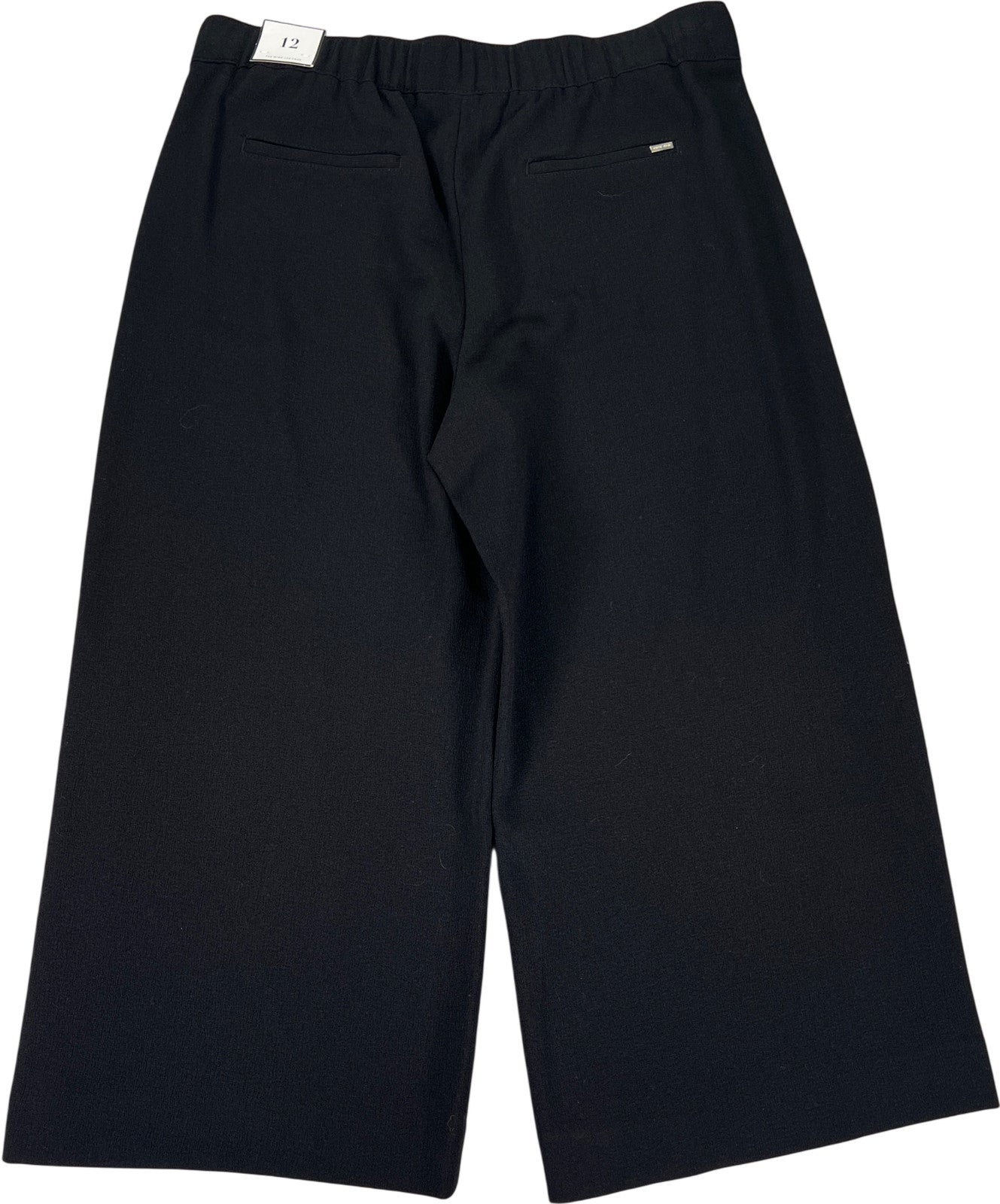 White House Black Market Women’s Black Stretch Pull On Wide Leg Crop Pants - 12