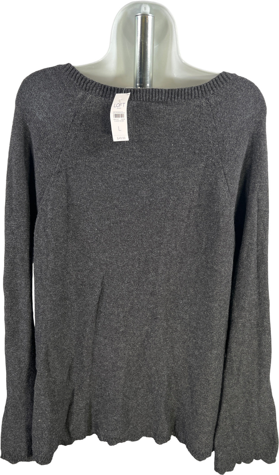 LOFT Women’s Gray Cable Knit Long Sleeve Sweater - L