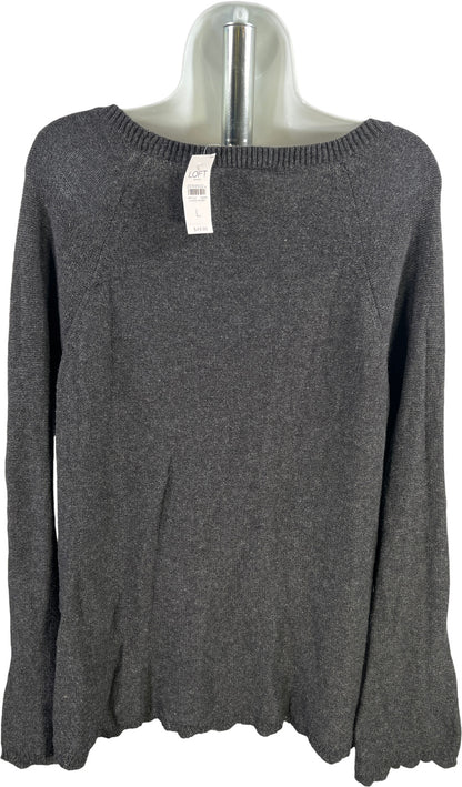 LOFT Women’s Gray Cable Knit Long Sleeve Sweater - L