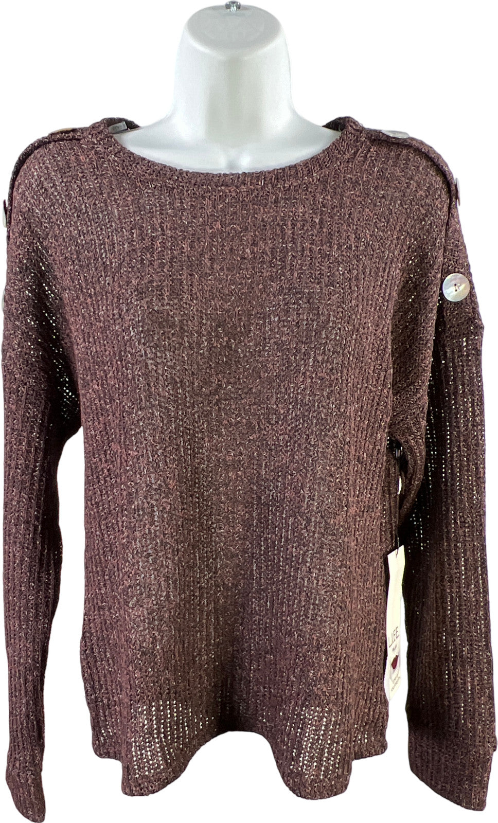 LIFE Love Is For Eternity Women’s Purple Long Sleeve Open Knit Sweater - M