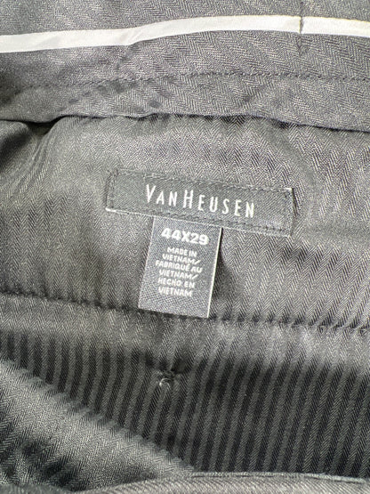 Van Heusen Men’s Black Flat Front Traveler Dress Pants - 44x29 Big and Tall