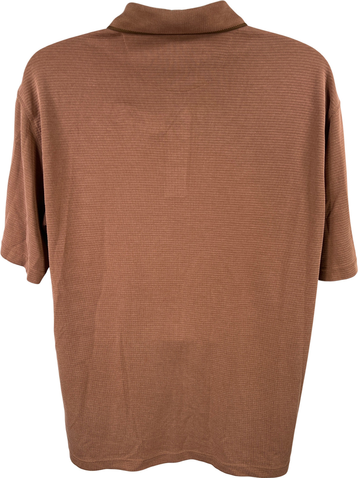 Bugatchi Men’s Brown Short Sleeve Textured Short Sleeve Polo - XL
