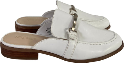Nine West Women’s White Johnnie Slip On Low Heel Mules - 8.5