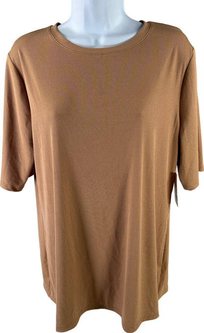 Nine West Women’s Brown Short Sleeve Soft Spun T-Shirt - Plus 0X