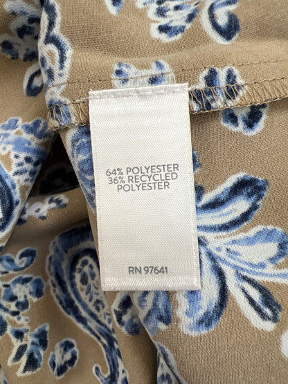 J.Jill. Women’s Brown/Blue Paisley Long Sleeve V-Neck Blouse - Plus 2X