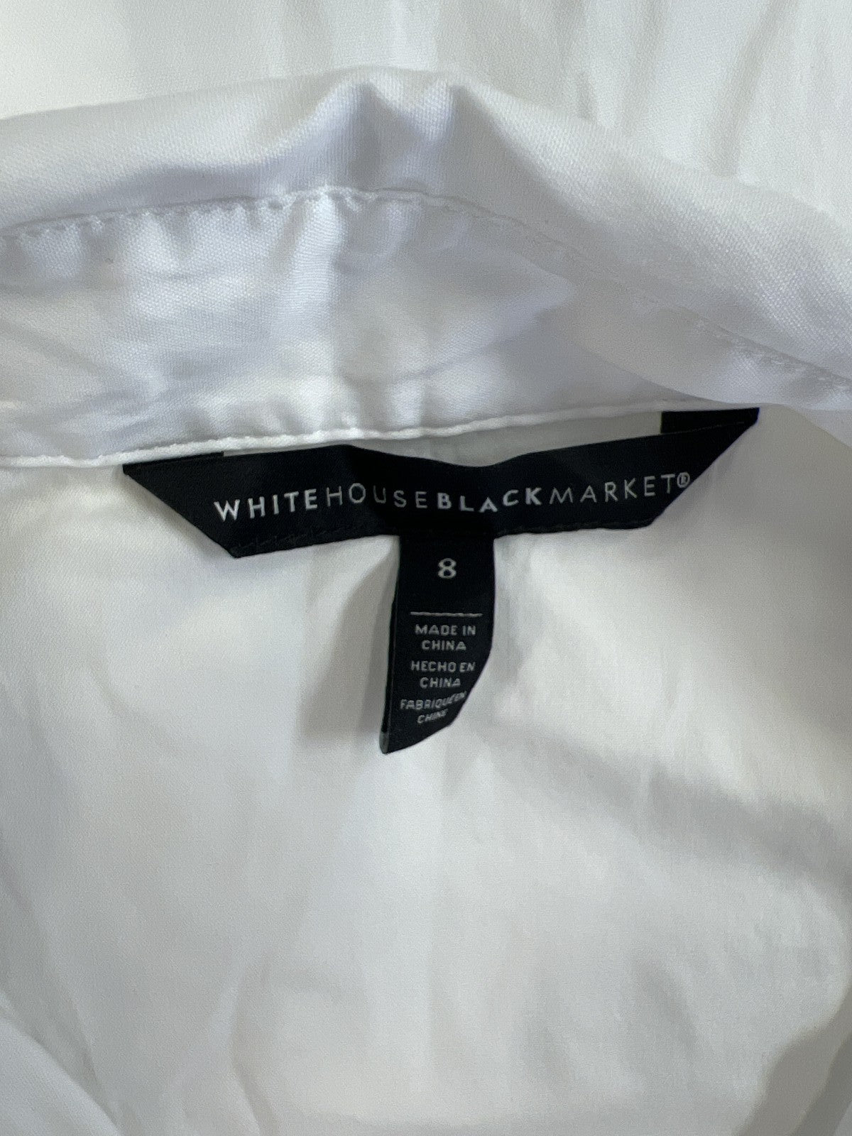 White House Black Market Women’s White Long Pleated Sleeve Button Up Blouse - 8