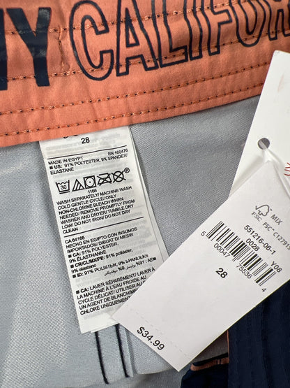 Old Navy Men’s Blue/Peach Striped Built in Flex 10” Unlined Swim Trunks - 28