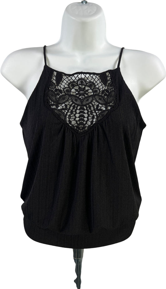 Express Women’s Black Crochet Front Fitted Waist Tank Top - XS
