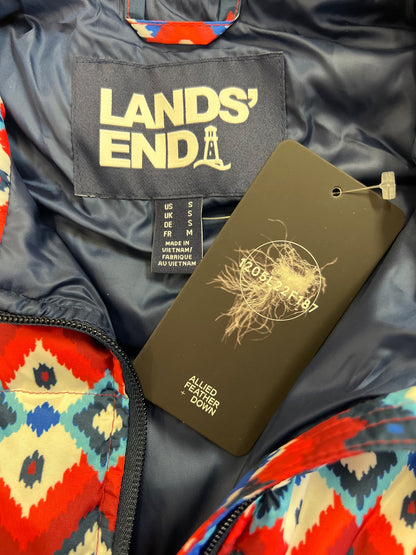 Lands End Women’s Red/Blue Down Filled Sleeveless Puffer Vest - S