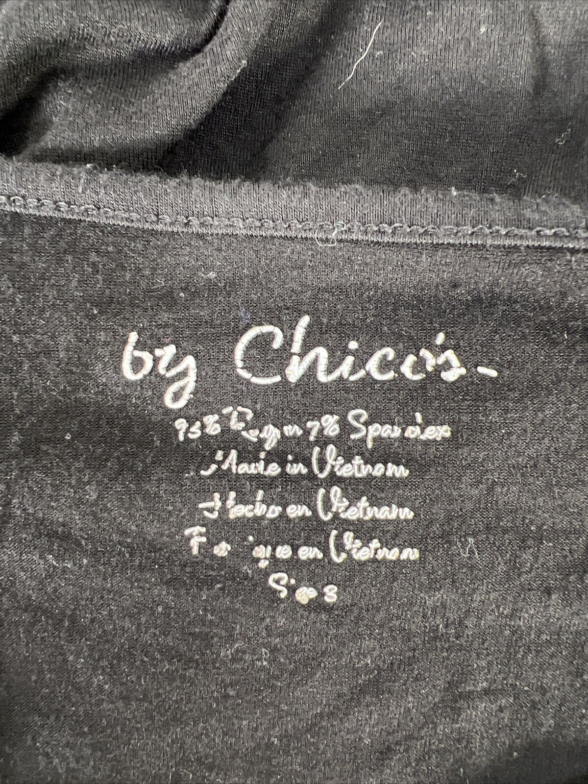 Chico's Women's Black 3/4 Sleeve Stretch T-Shirt - 3/US XL