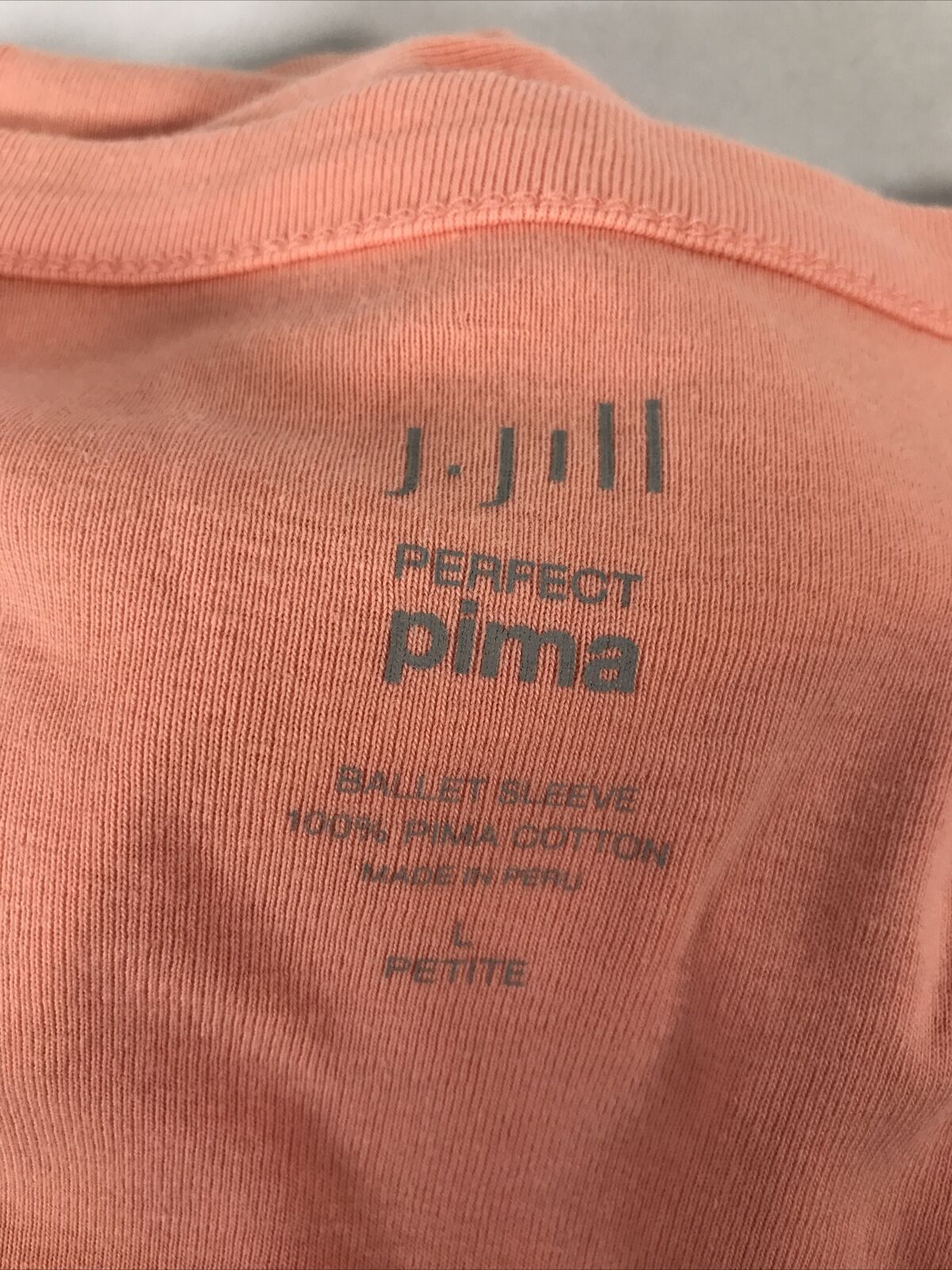 J.Jill Women's Orange Perfect Pima Ballet Sleeve T-Shirt Sz L Petite