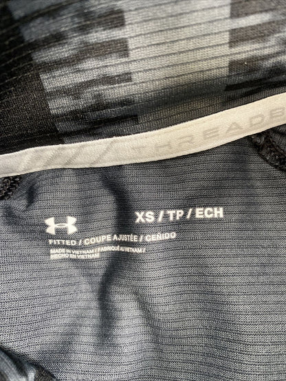 Under Armour Camiseta deportiva ajustada con cremallera de 1/2 en negro/gris para mujer -XS