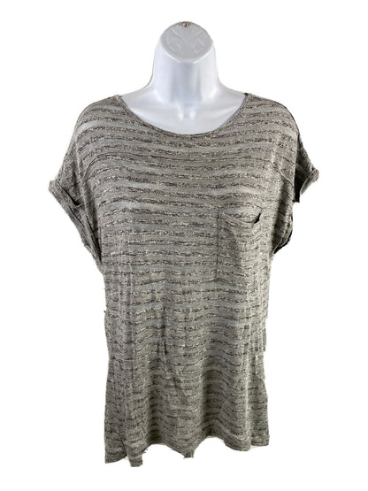 Calvin Klein Women's Gray Short Sleeve Pocket Front T-Shirt - M