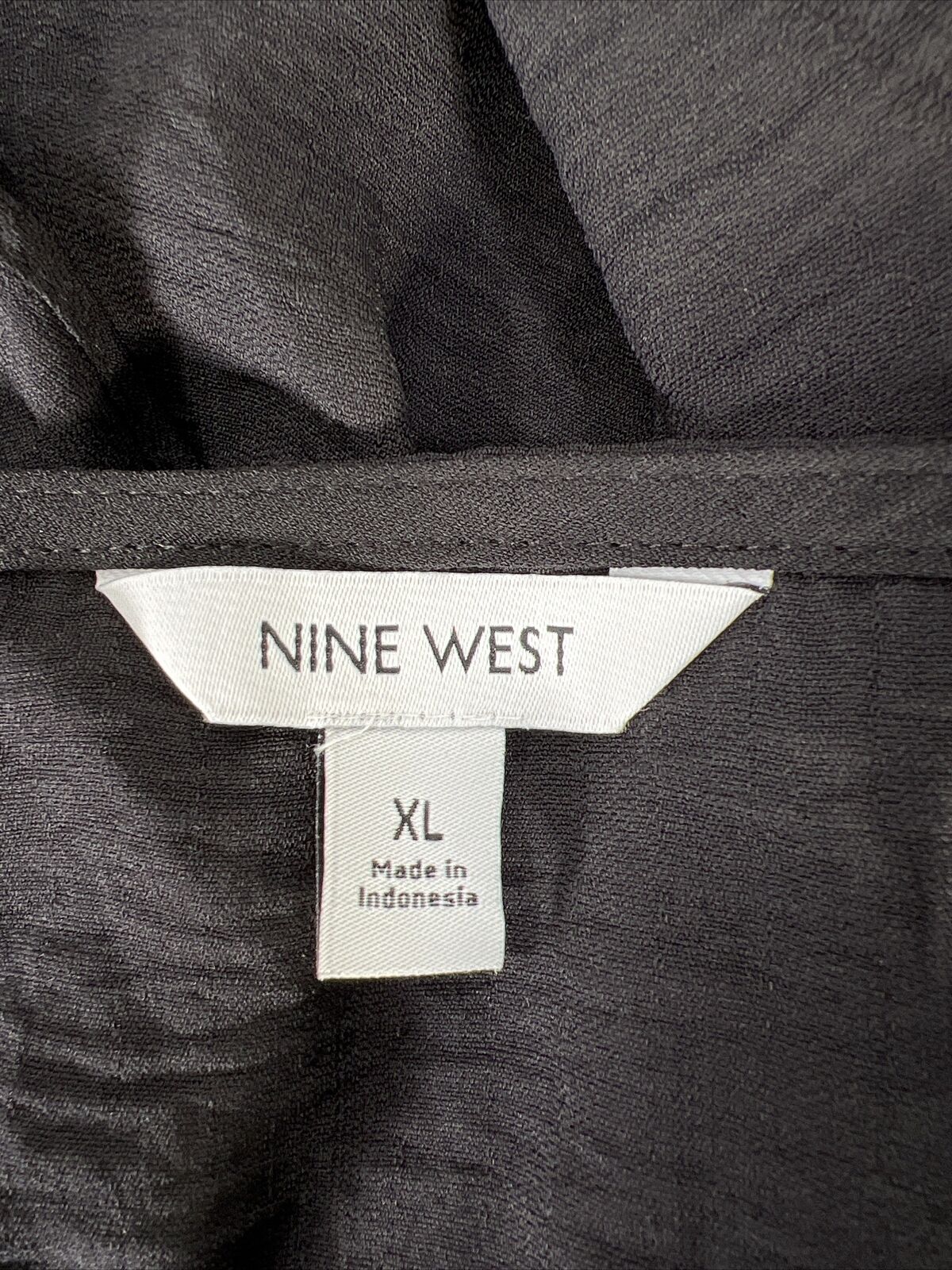 NUEVO Blusa de manga larga negra con volantes en la parte delantera de Nine West para mujer - XL