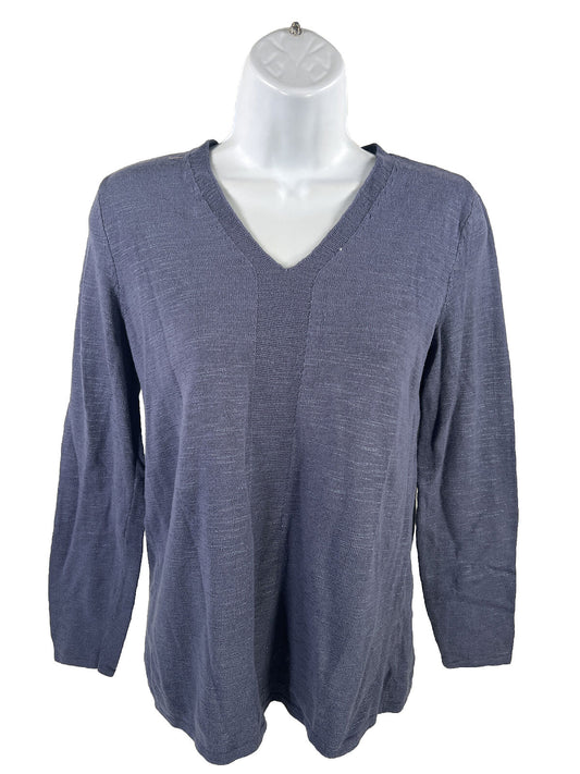 J.Jill Women's Blue Long Sleeve Thin Knit V-Neck Sweater - XS
