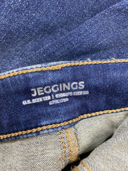 Chico's Jeans Jeggings elásticos con lavado oscuro para mujer - 2/US 12 R