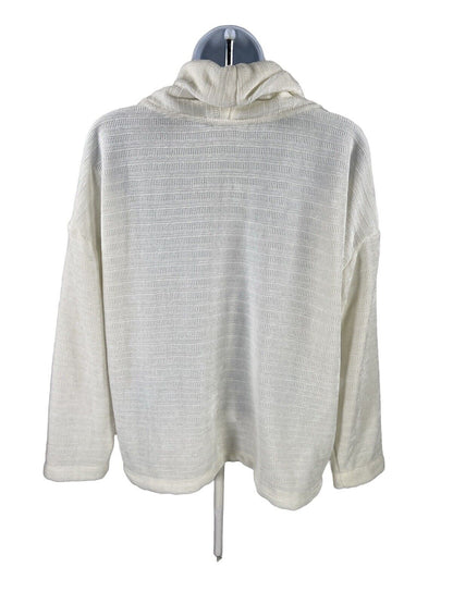 J. Jill Women's Ivory/White Long Sleeve Cowl Neck Soft Sweater - Petite S
