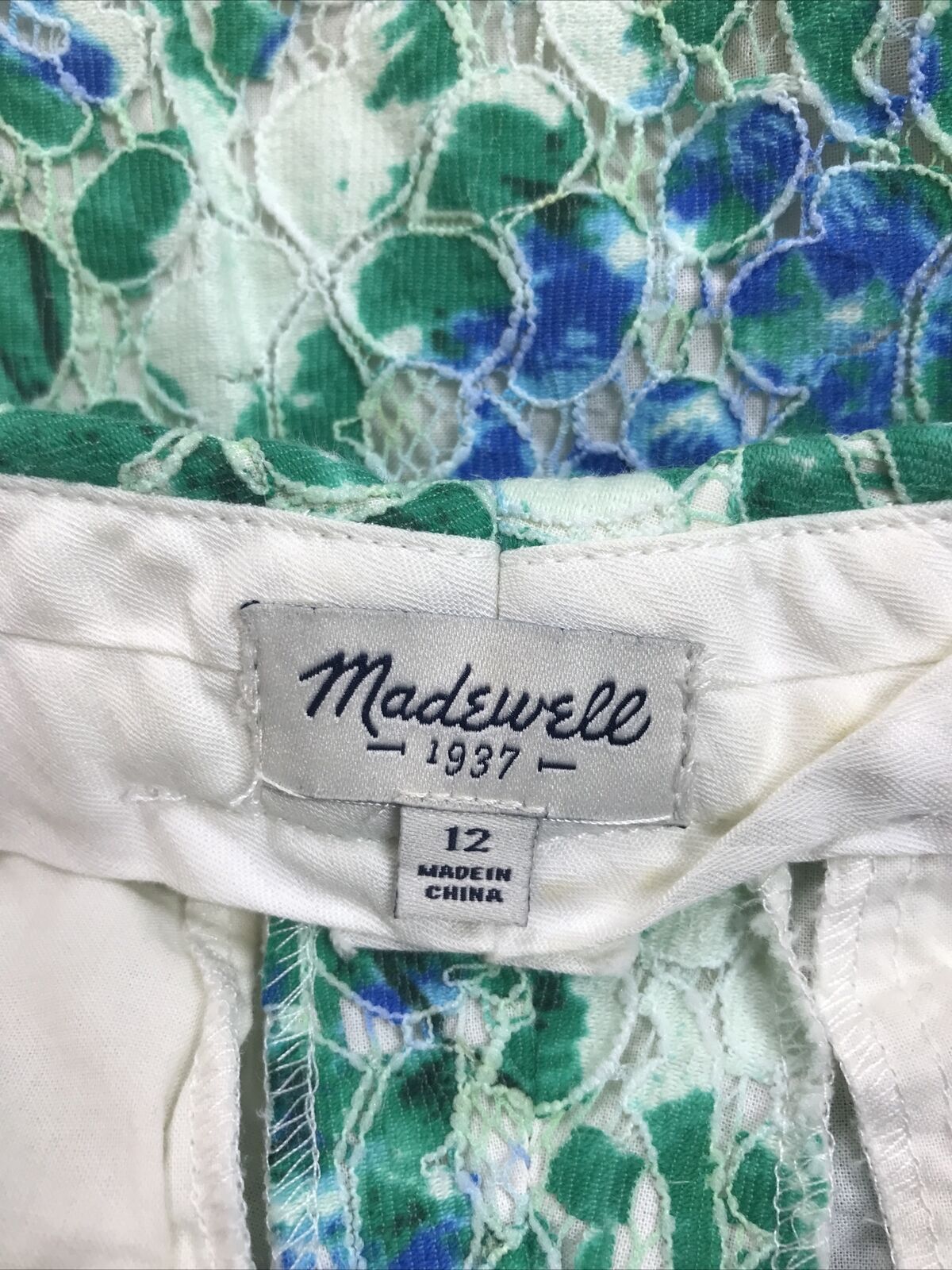 Madewell Pantalones cortos con forro floral azul/verde para mujer - 12