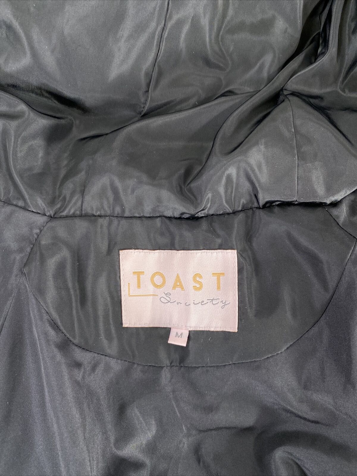 Toast Society Women's Black Hooded Full Zip Puffer Coat - M