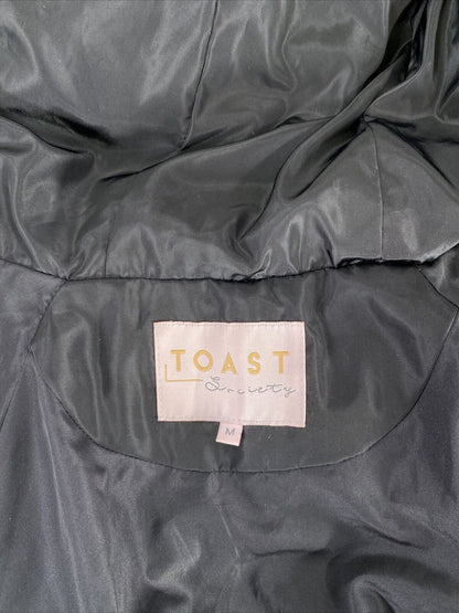 Toast Society Women's Black Hooded Full Zip Puffer Coat - M