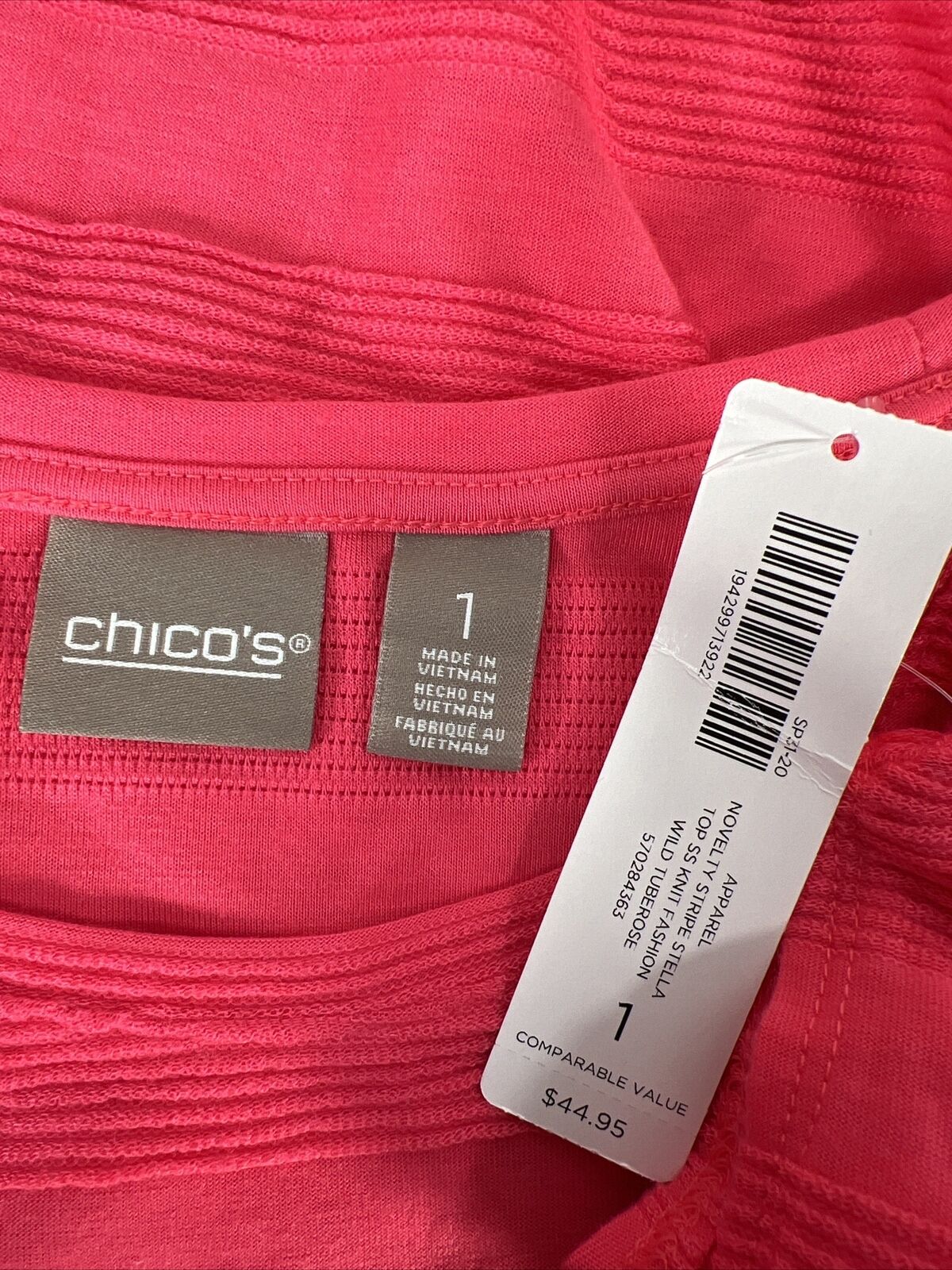 NUEVA camiseta de punto Stella a rayas rosas para mujer de Chico's - 1 US M