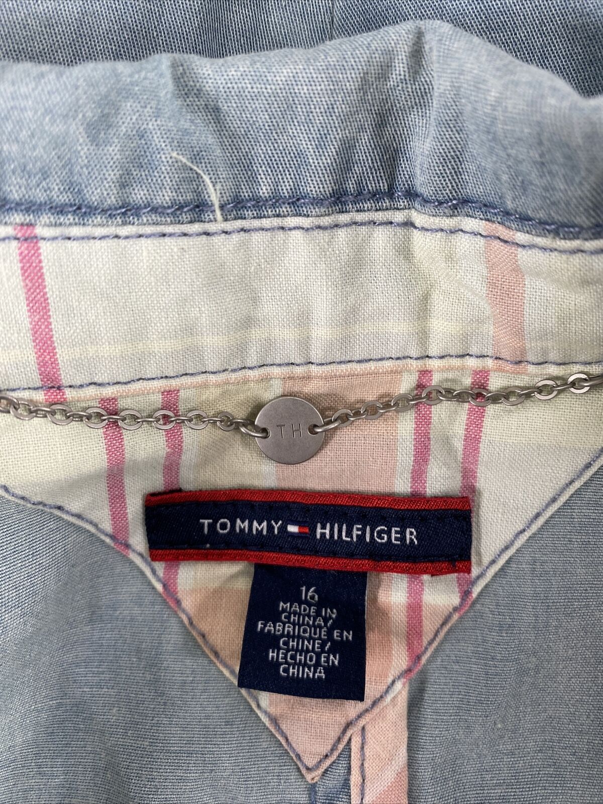 NEW Tommy Hilfiger Women's Light Wash Denim Blazer Jacket - 16