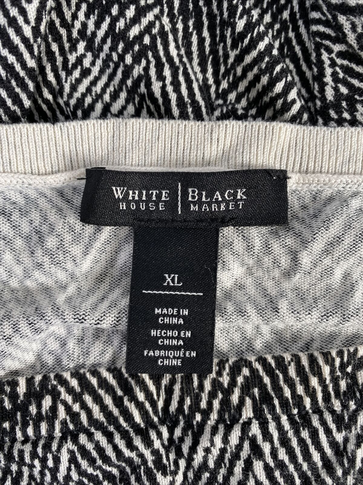 White House Black Market Women's Black Herringbone Pullover Sweater Sz XL