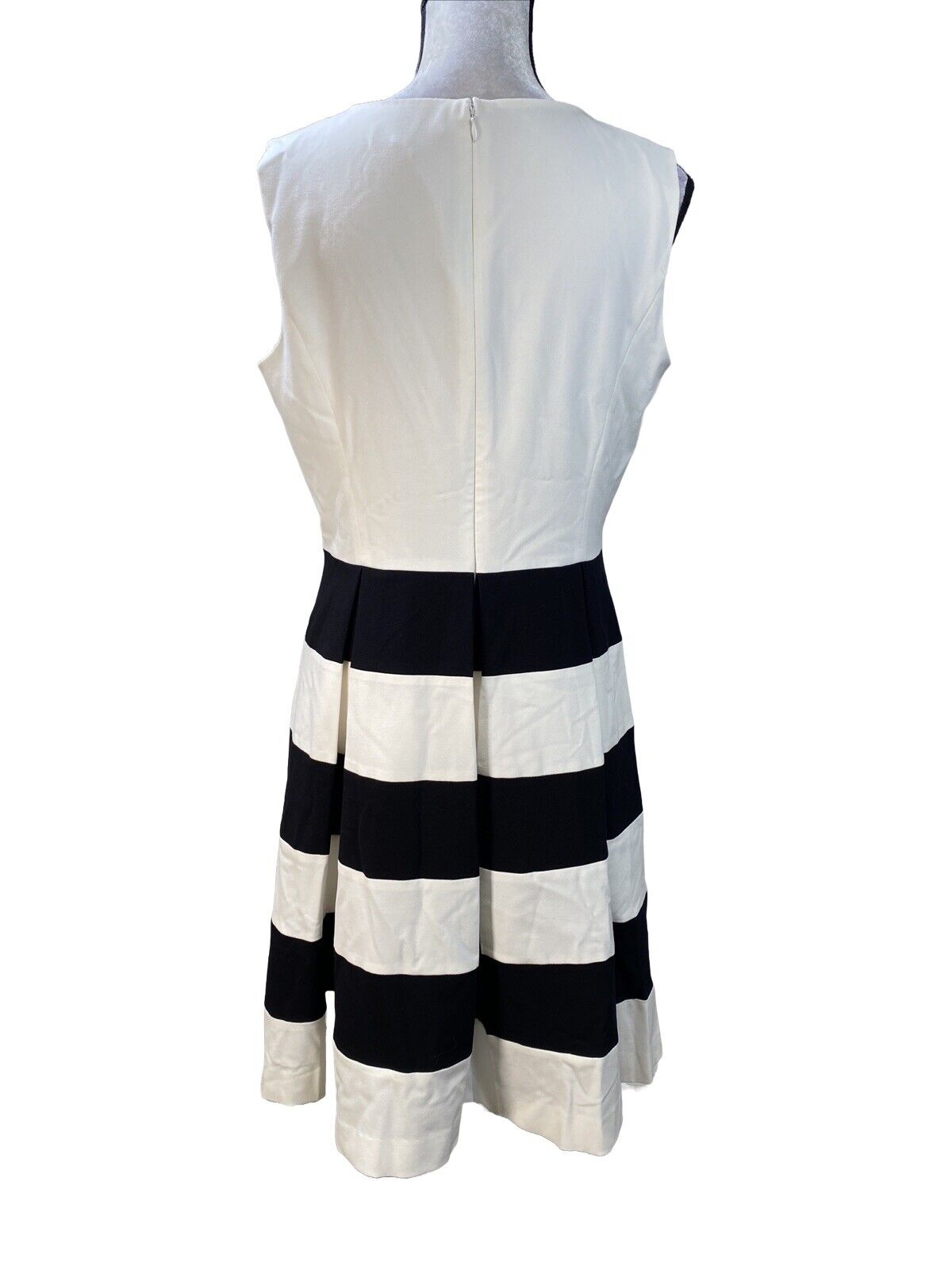 Nine West Women's White/Black Striped Fit and Flare Dress - 10