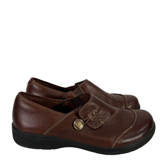 Clarks Women's Brown Leather Slip On Casual Comfort Loafers - 7.5 M