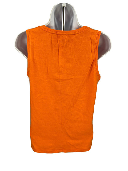 By Chico's Women's Orange Casual Sleeveless Cotton Tank Top Sz 1/ US M