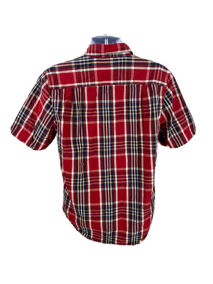 Carhartt Camisa roja de manga corta con botones y ajuste relajado para hombre - M