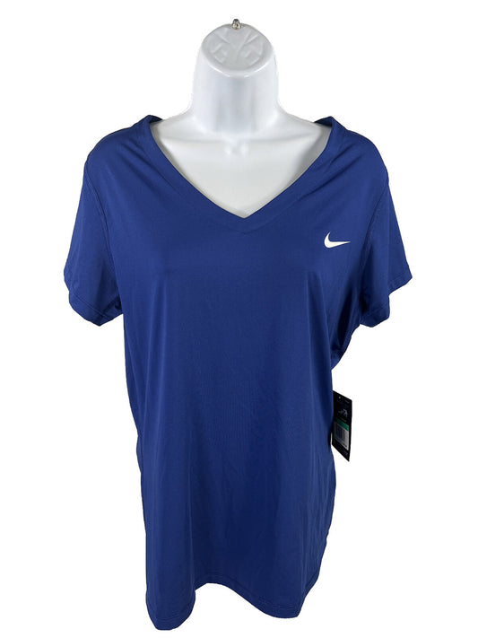 NEW Nike Women's Blue Dri-Fit V-Neck Athletic Shirt - XL