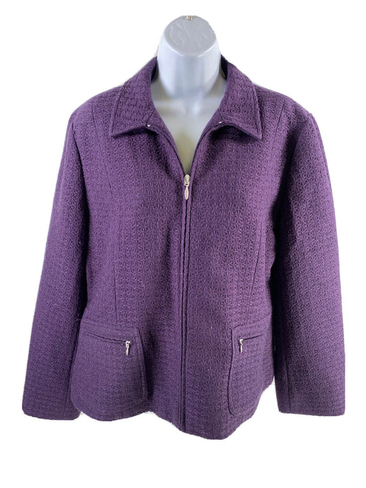 Coldwater Creek Women's Purple Full Zip Basic Jacket - 14 Petite