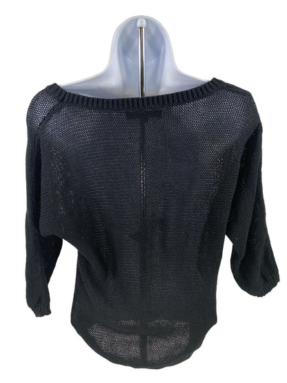 Banana Republic Women's Black Sheer Knit 3/4 Sleeve Sweater - XS