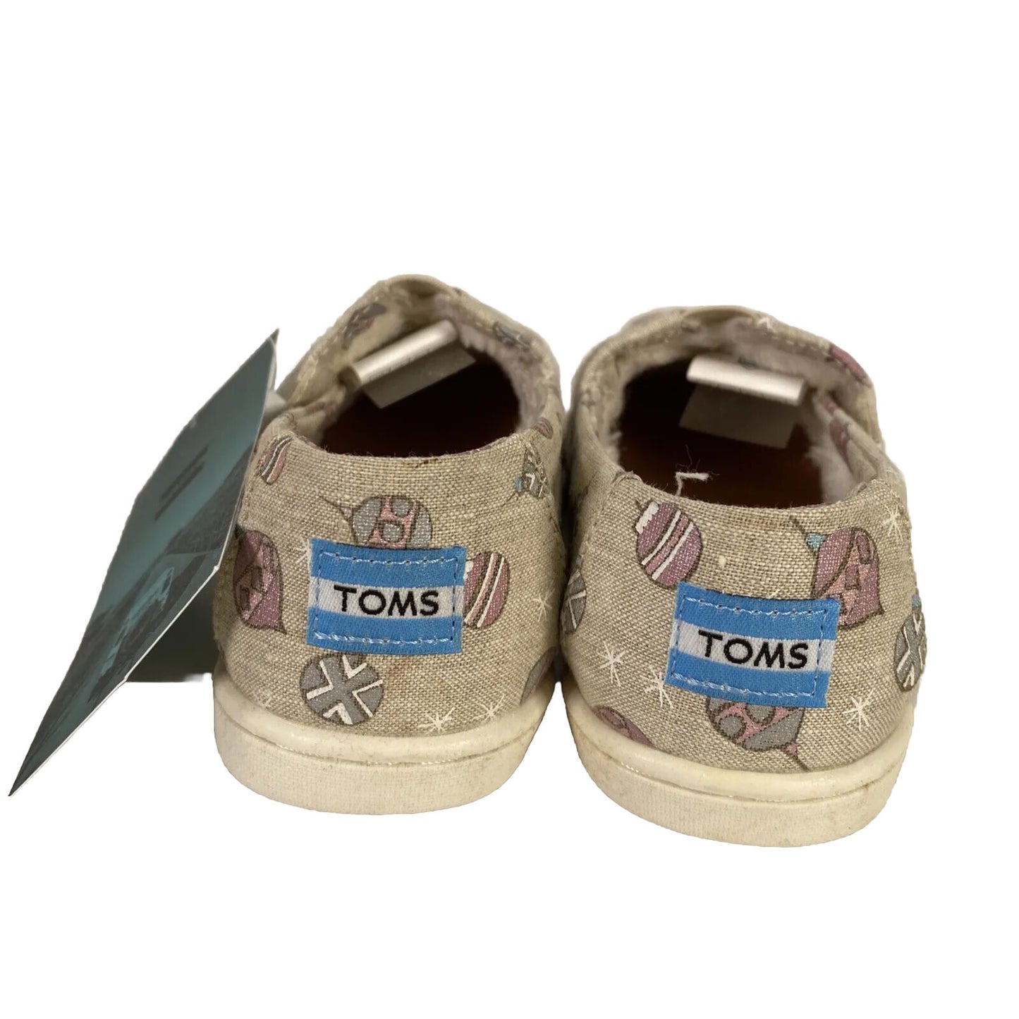 NEW Toms Tiny  Toddler Girls Gray Sparkle Ornament Print Woven Loafers - 10