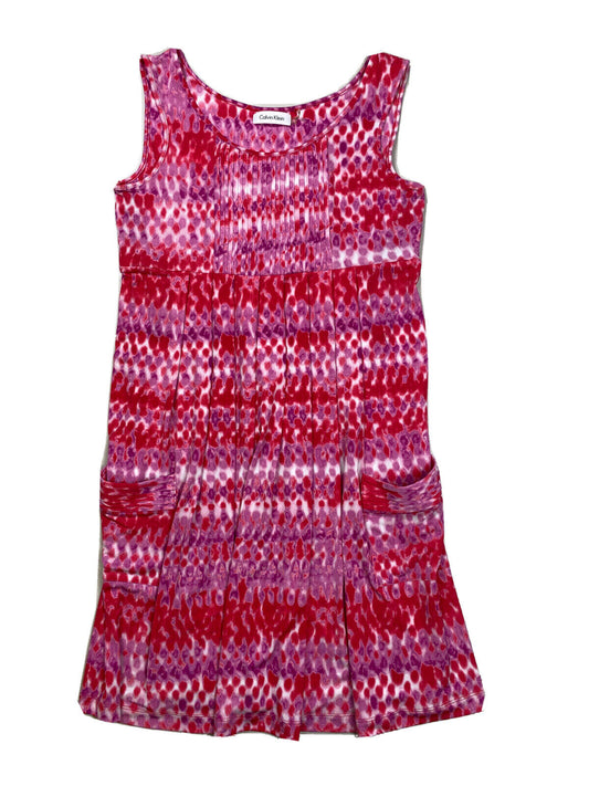 Calvin Klein Women's Purple/Red Sleeveless Empire Dress - 6 W/ Pockets