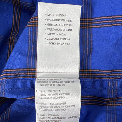 Camisa con botones de manga larga azul/naranja de Robert Graham para hombre - 3XL