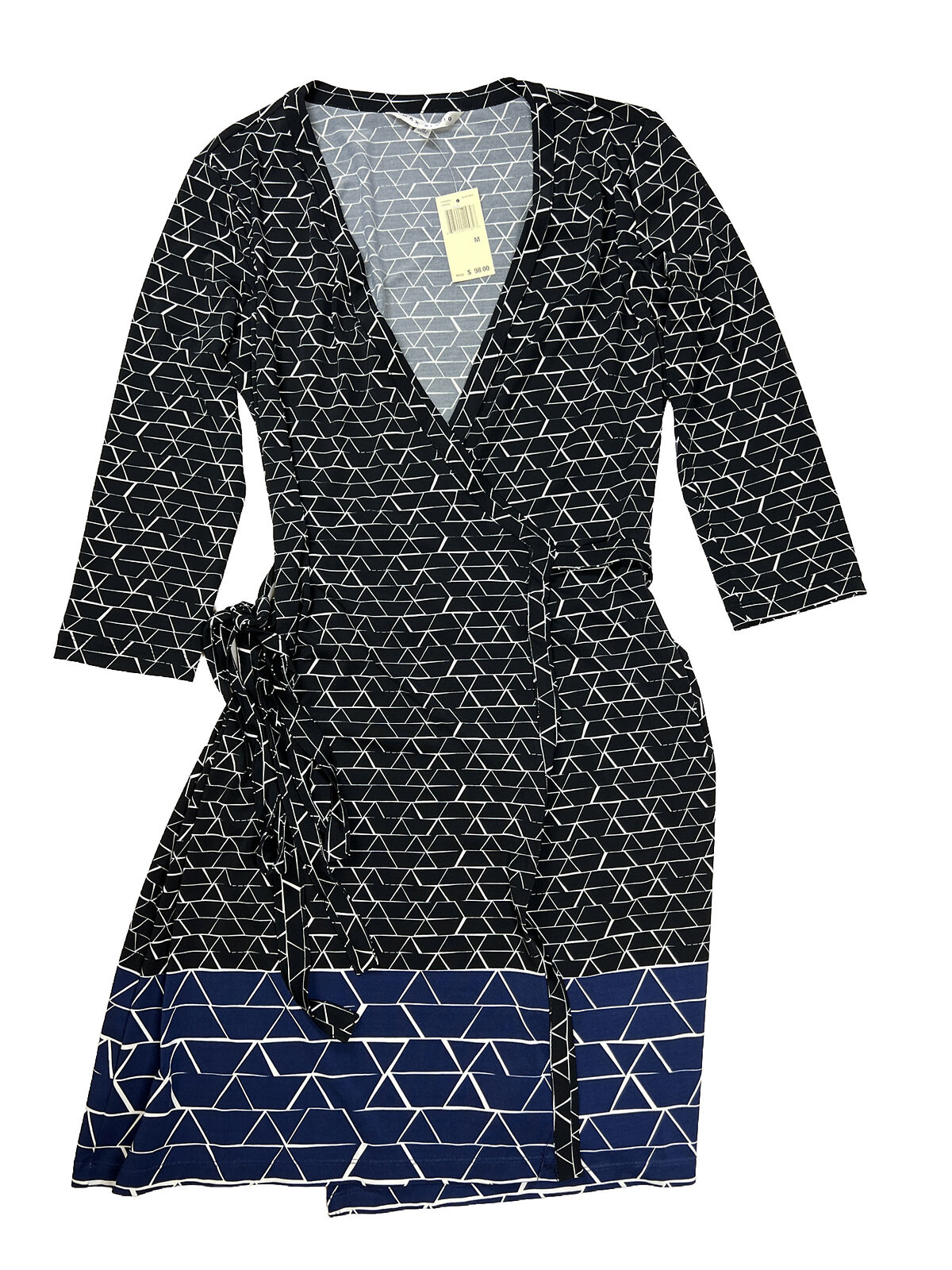 NEW Max Studio Women's Black Geometric Wrap Dress - M