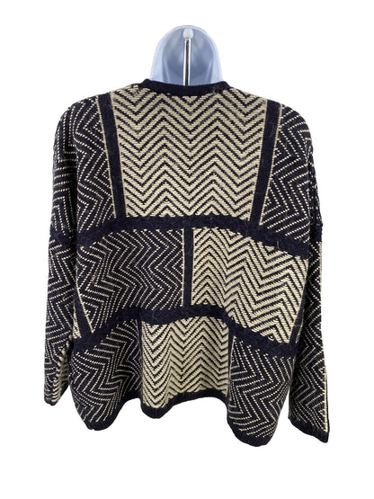 Lucky Brand Women's Blue/Beige Ziggy Wool Cardigan Sweater - S
