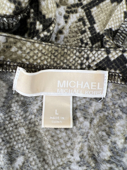 Michael Kors Women's Snake Print Sequin Short Sleeve Top - L