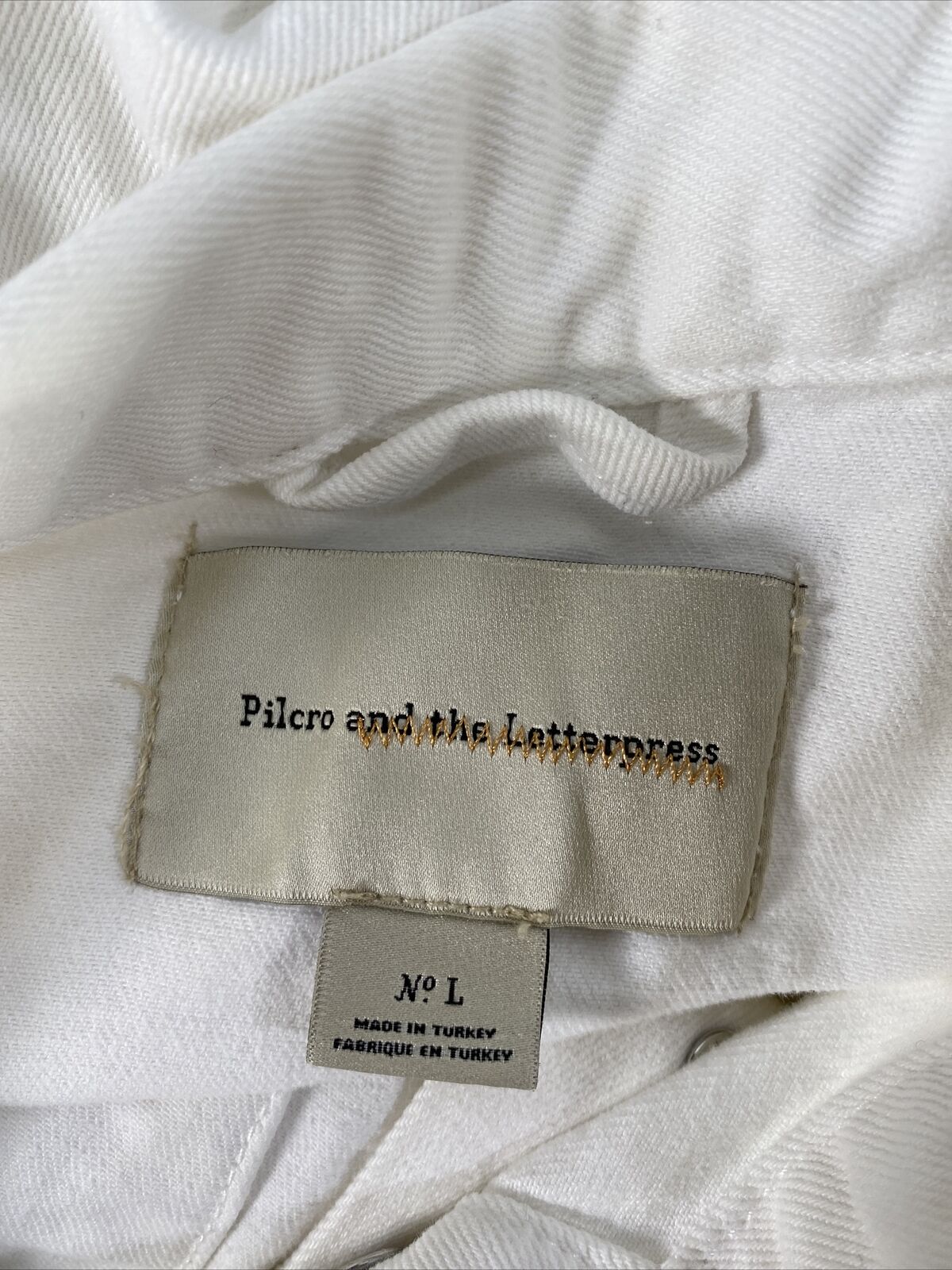 Pilcro & The Letterpress Women's White Denim Button Up Jean Jacket - L