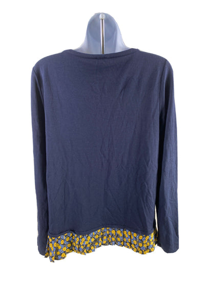 J. Crew Women's Blue Long Sleeve Layered Terry Knit Top - S
