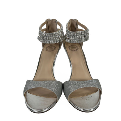 I. Miller Women's Silver Rhinestone Vartan Ankle Strap Heels - 8.5 M