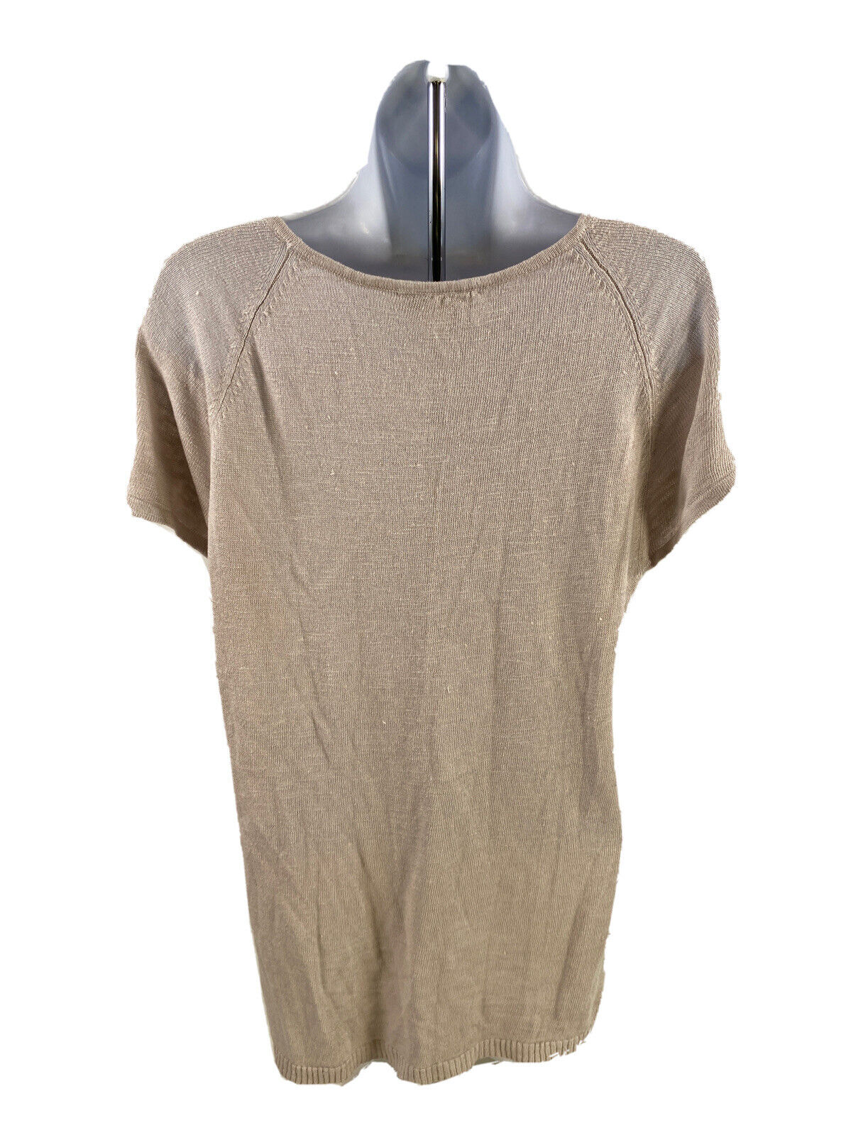 NEW Coldwater Creek Women's Gray Sheer Overlay Short Sleeve Sweater - M