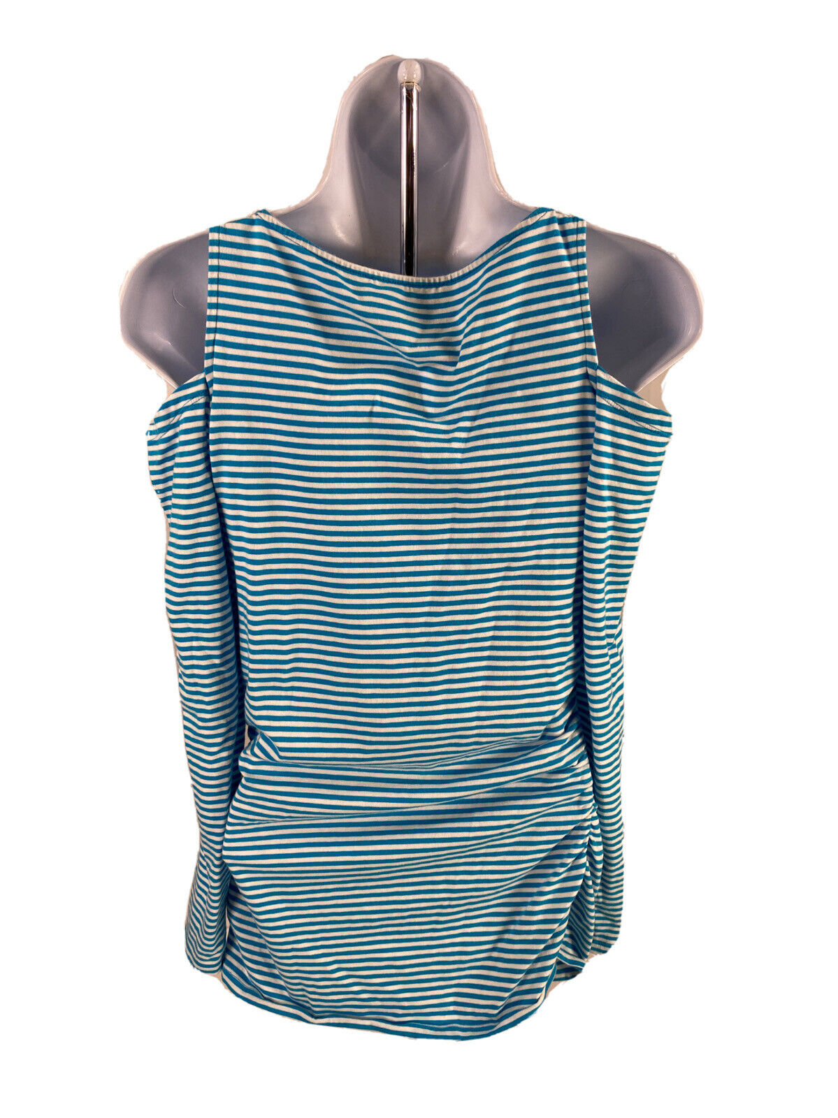Michael Kors Camisa con cremallera lateral y hombros descubiertos a rayas azul/blanco para mujer - S