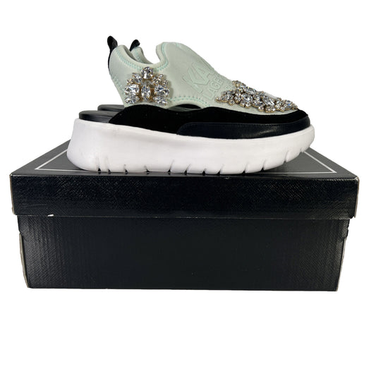NEW Karl Lagerfeld Women's Blue Mika Crystal Slip On Platform Sneakers -6